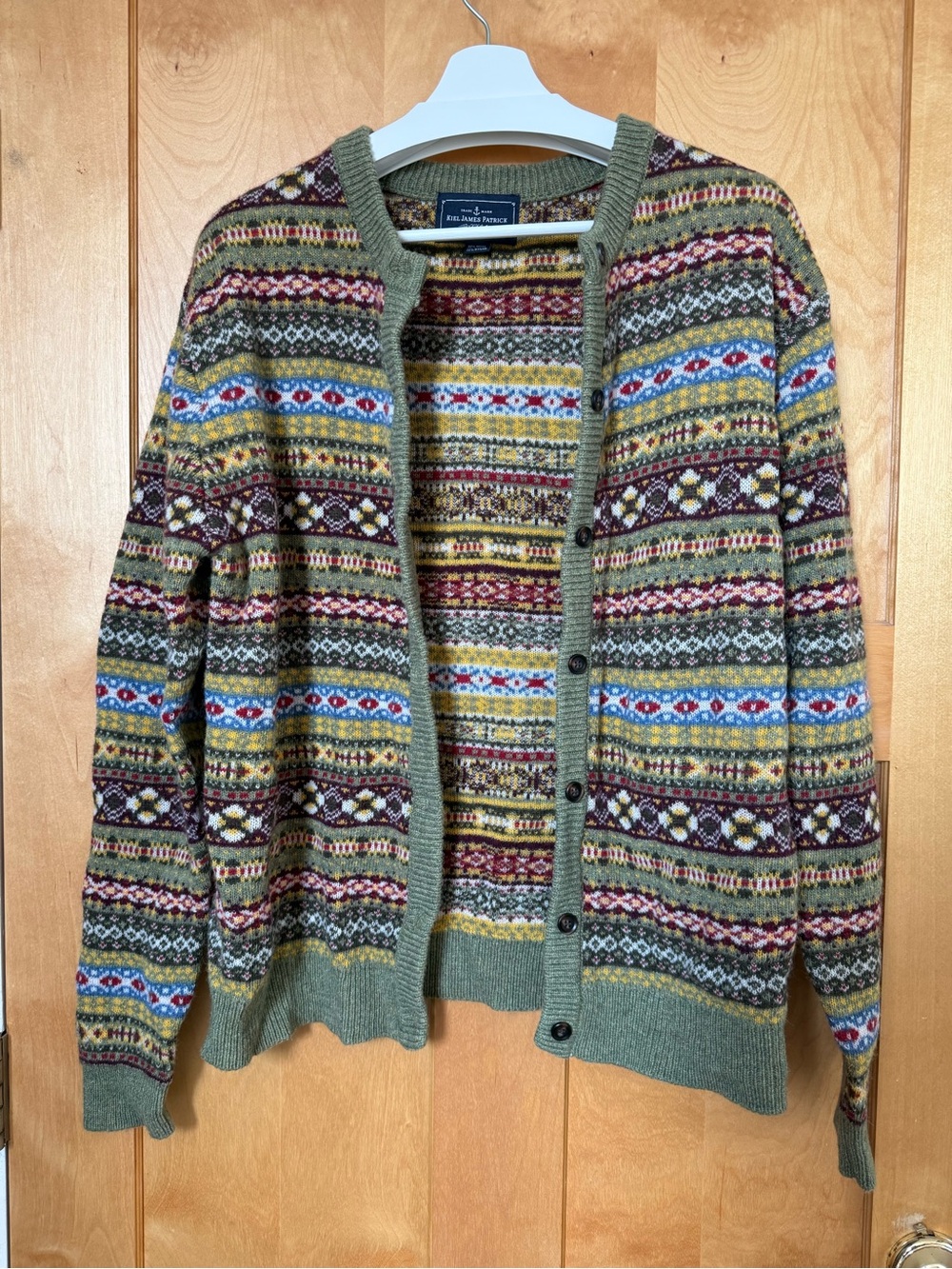 Kiel James Patrick fair isle wool-blend autumn cardigan
